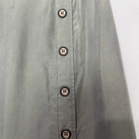 Rag Poet Women's Side Button Midi Pencil Skirt Medium Green-Gray Soft Modern - Picture 3 of 8